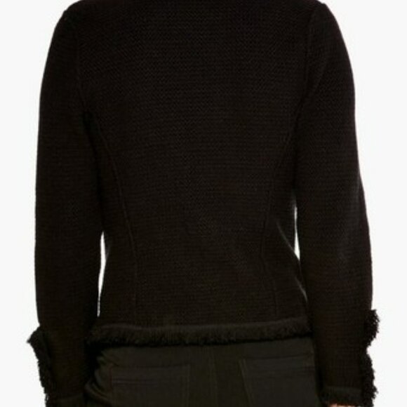 Nic+Zoe Jacket Black Textured Open Front Fringe Trim & Snap Cuff Detail Size XS - Picture 5 of 15